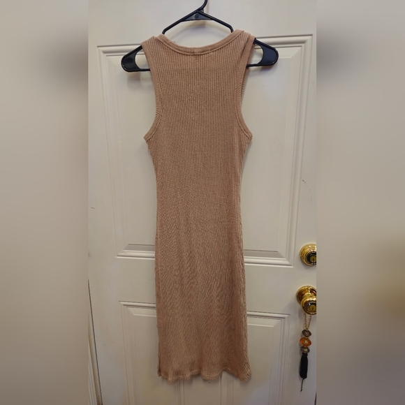 Nude, Tan, Ribbed, Sheath, Midi, Dress, Beach, Travel, Summer, Swim, Vacation - Picture 2 of 5